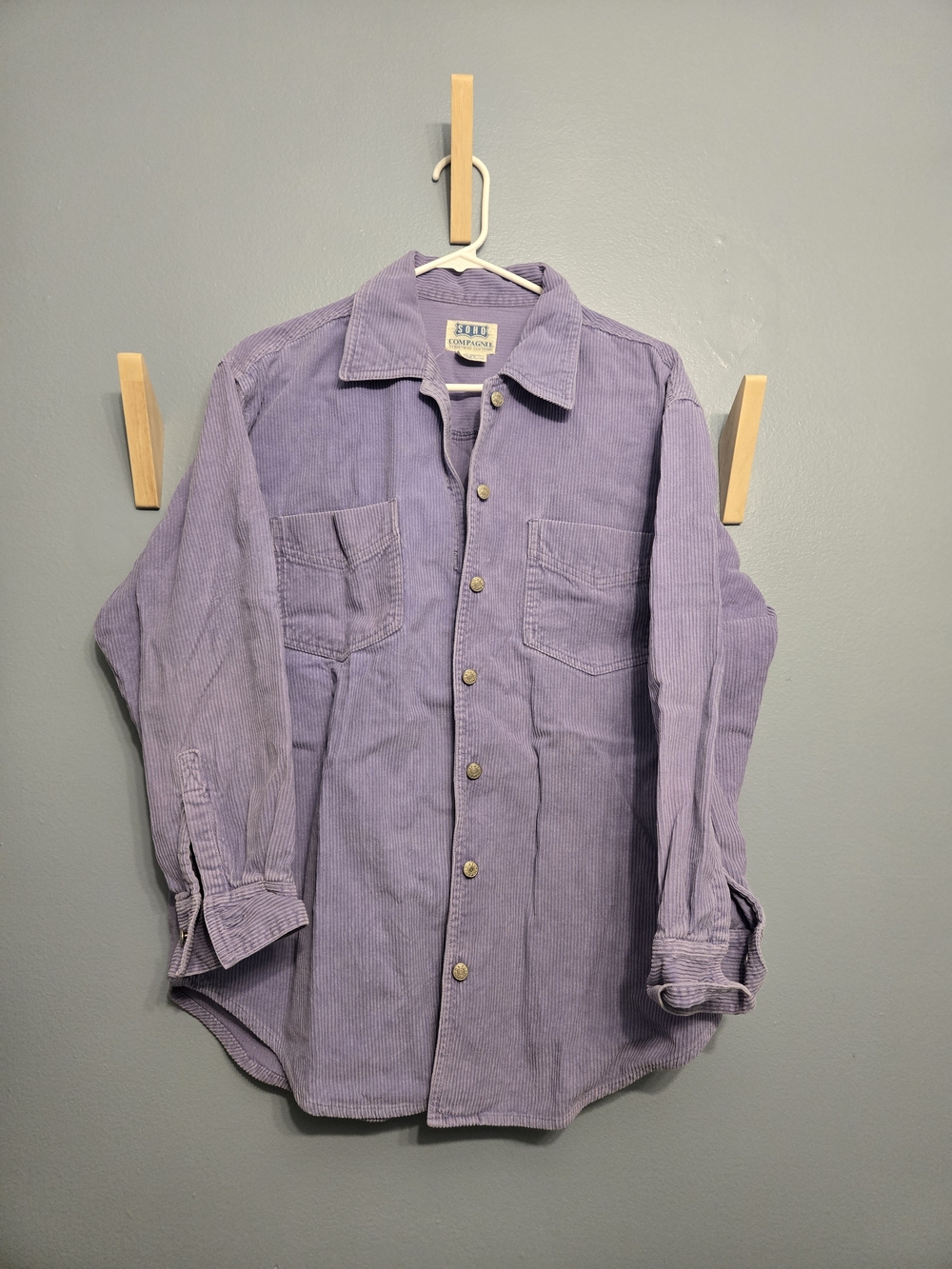 Soft Corduroy Button-Down Shirt in Lavender -